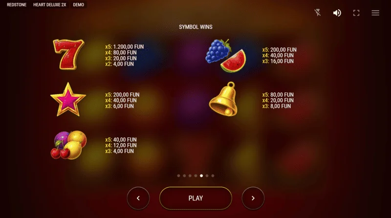 Heart Deluxe 2x - utbetalningstabell med expanderande hjärt-Wild